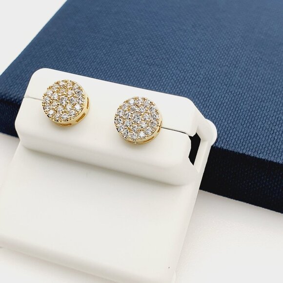 14K Gold Plated Cubic Zircon Earrings, INUS1BR304 - Picture 3 of 10